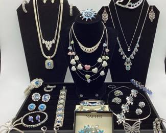 Baby Blue and Pastel Colored Rhinestone Jewelry: Some Vintage, Signed