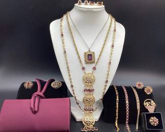 Gorgeous Gold and Purple Vintage Jewelry + Cocktail Purse