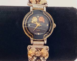 Sterling Watch Tips by Navajo Artist Silver Ray and Black Hills Gold Watch