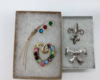 1/20 14K and 1/20 12K Gold Filled Vintage Brooches (4 Total)