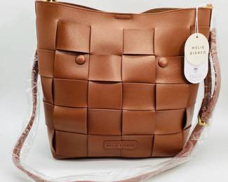 MELIE BIANCO Simone Woven Brown Saddle Bag