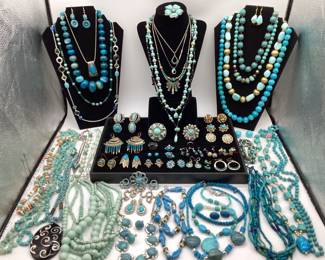 Amazing Aqua & Turquoise Colored Jewelry: Some Silver, Vintage, Signed