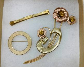 1/20 12K Gold Filled Brooches and Collar Bar: All Signed