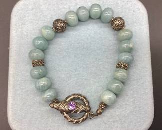 Vintage DOUG PAULUS Sterling Silver, Amethyst, and Aquamarine Bracelet