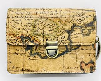 PATRICIA NASH European Map Print Leather Mini Clutch