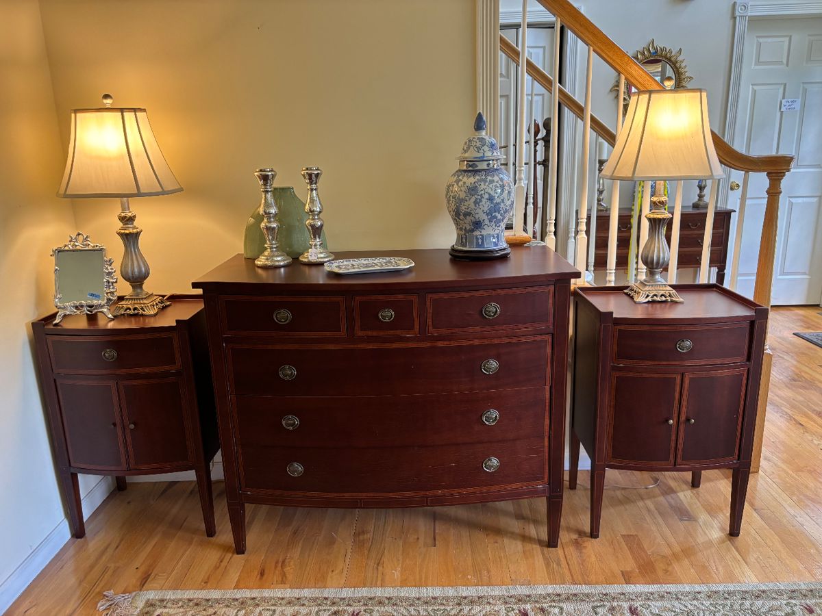 Beautiful bedroom side tables and dresser.