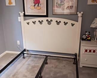 Queen size Mickey Mouse bed headboard mattress and box Spring are not photographed but included