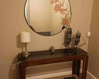 Decorative floral mirror and sofa table