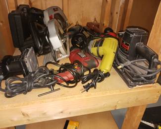 Power tools drills Sanders and circular saws