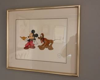Mickey Mouse and Pluto Walt Disney cartoon cell