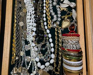 Monet, Crown Trifari, Gruen ladies watches, vintage aurora borealis beads, vintage brooches