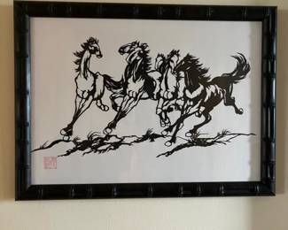 black and white horse print