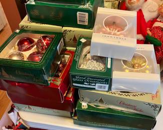 glass ornaments in boxes