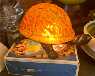 metal turtle lamp with glass shell