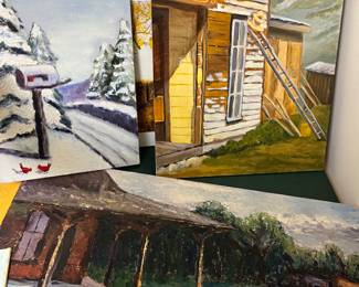 original paintings on board - landscape, still life, floral, holiday, seasonal