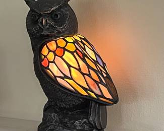 owl lamp with stained glass