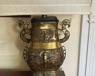 Heavy Asian style brass lamp