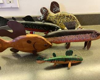 handmade and painted folk art fish