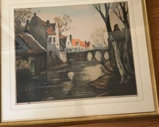 antique etching by Lucien Dasselborn, signed & numbered