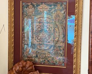 framed Buddhist thangka