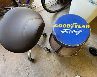 Vintage Goodyear Racing rolling shop stool