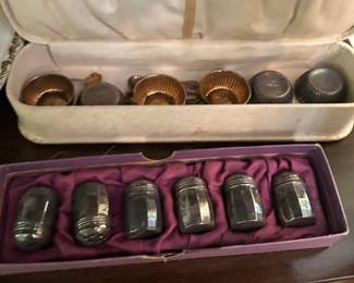 sterling salt cellar set, individual sterling shakers