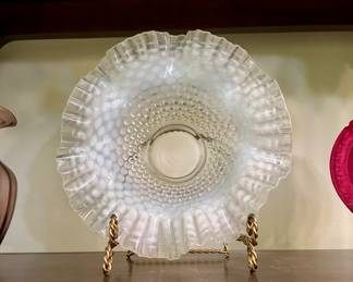 Fenton Hobnail Frech Opalescent Double Crimp Bowl