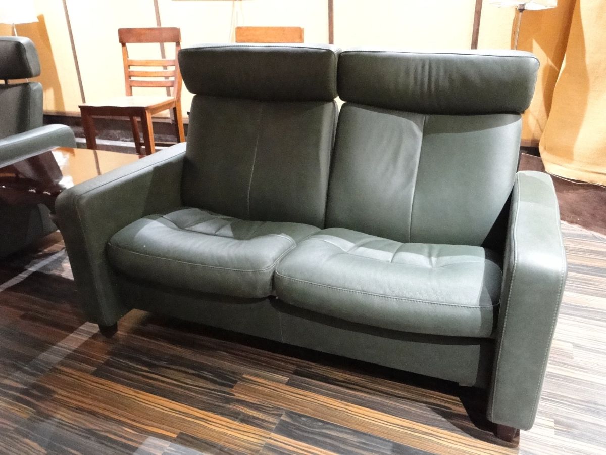 Stressless Ekornes Arion Two Seat Recliner Custom Green Color