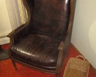 Brown Leather Wingback Armchair