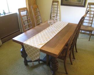 Pecan Dinette Table with (6) High Back Chairs