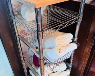 Organization cart and vintage linens