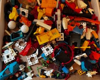 Variety of accessories for Micronauts and other vintage toys
