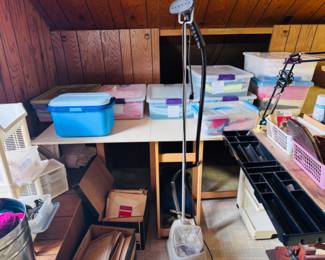 More crafting and hobby supplies, tables, containers, etc. 
