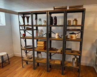 Solid metal and wood shelving