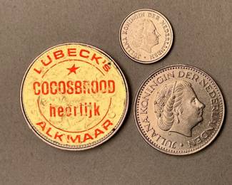 Advertising on reverse of Netherlands Gulden.