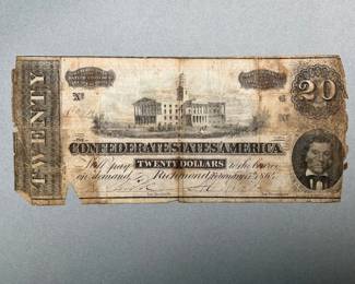 Confederate States of America Twenty Dollar Note