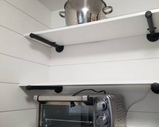 Toaster oven; floating shelves