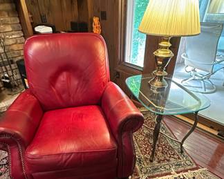 Barkalounger, Glass End Table, Stiffel Lamp