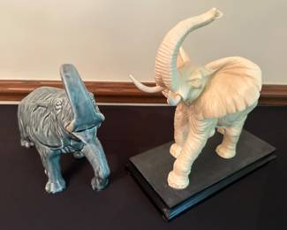 Ceramic and Resin Elephant Sculptures