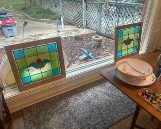 Pair of stained glass windows 