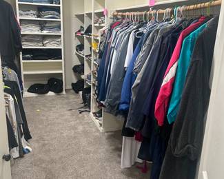 Men’s double extra large clothing, size 13, men’s shoes and some size 8 women’s shoes