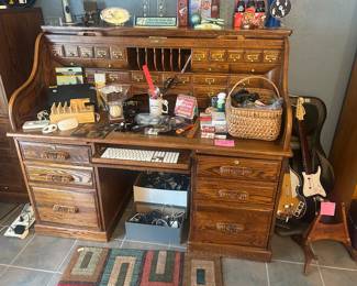 Oak roll top desk
