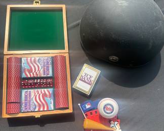 Harley Davidson Motorcycle Helmet, Poker Set, Cards, and MN Twin Memorabilia
