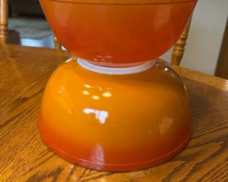 Vintage Pyrex Flame Glow (Orange/Red) Mixing Bowls