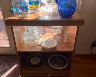 Microwave Cart, and Glassware 