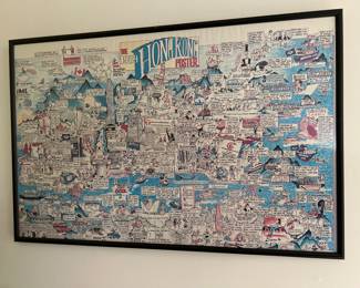 Framed Hong Kong Poster Map