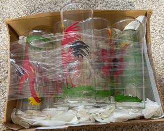 10 Vintage Federal Crowing Rooster Glasses 1950s