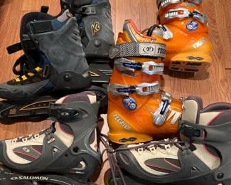 Downhill Ski boots, And Roller Blades
