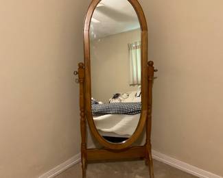 Wooden oval mirror