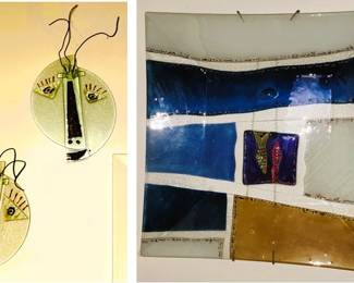 Art glass plates and platter